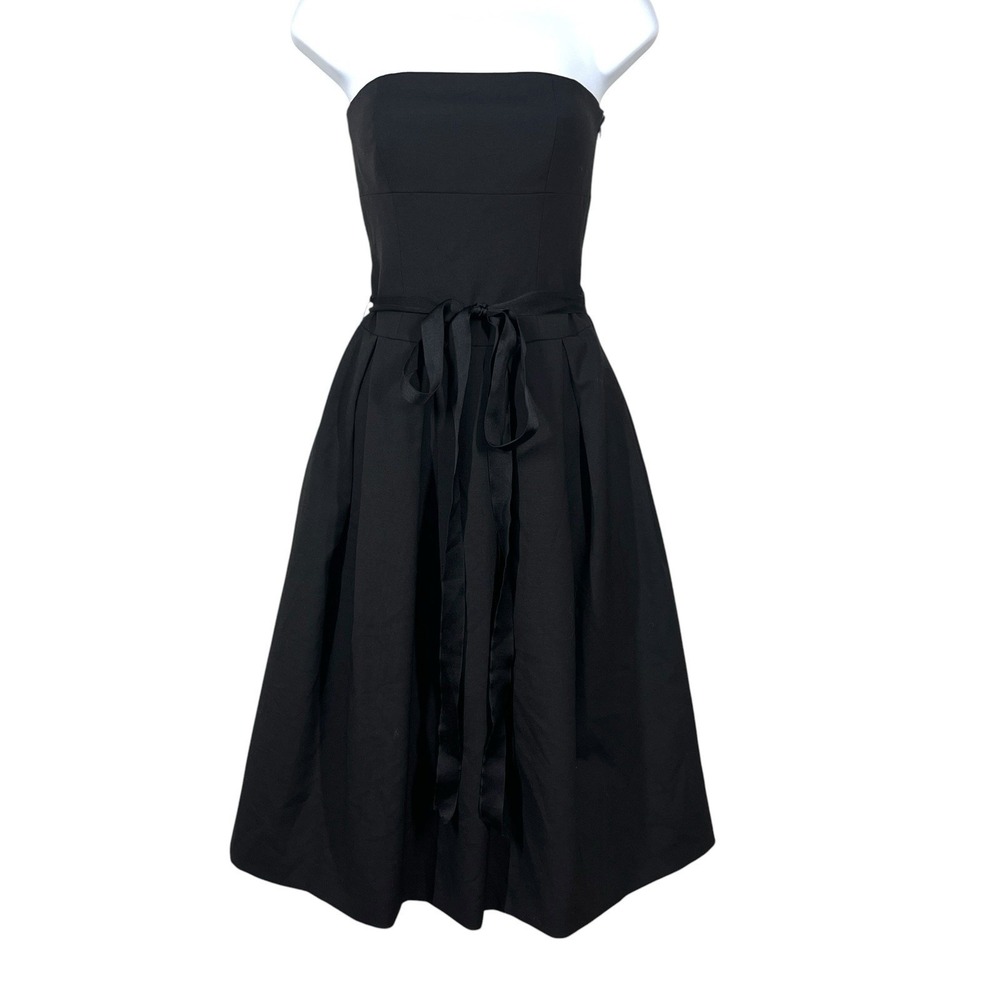 Theory Wool Mohair Strapless Cocktail Dress Size 0 Black Fit & Flare Classic